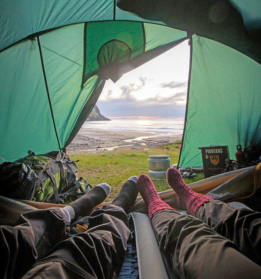 Sleeping in a tent