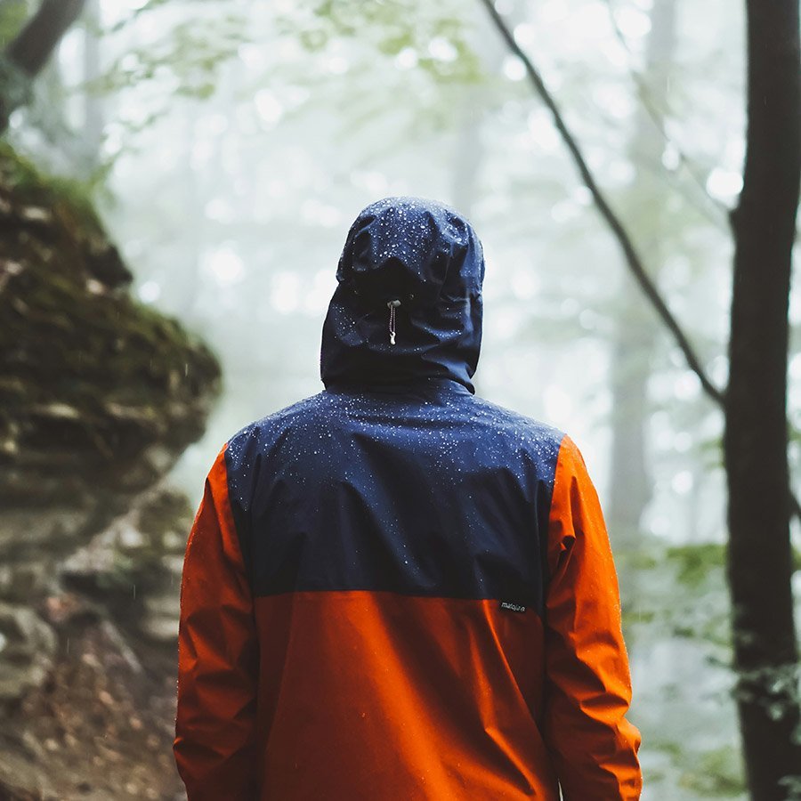 Man wearing a raincoat