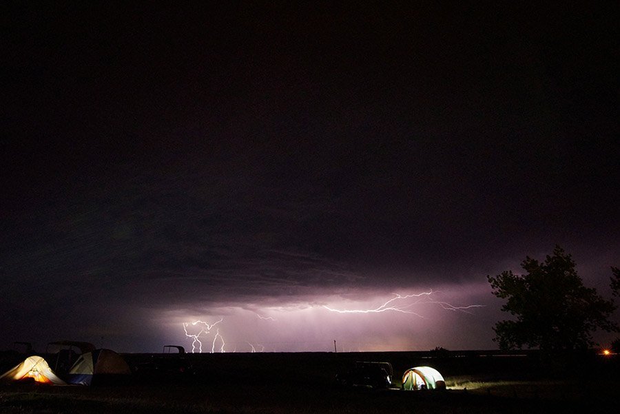 Camping under a thunderstorm