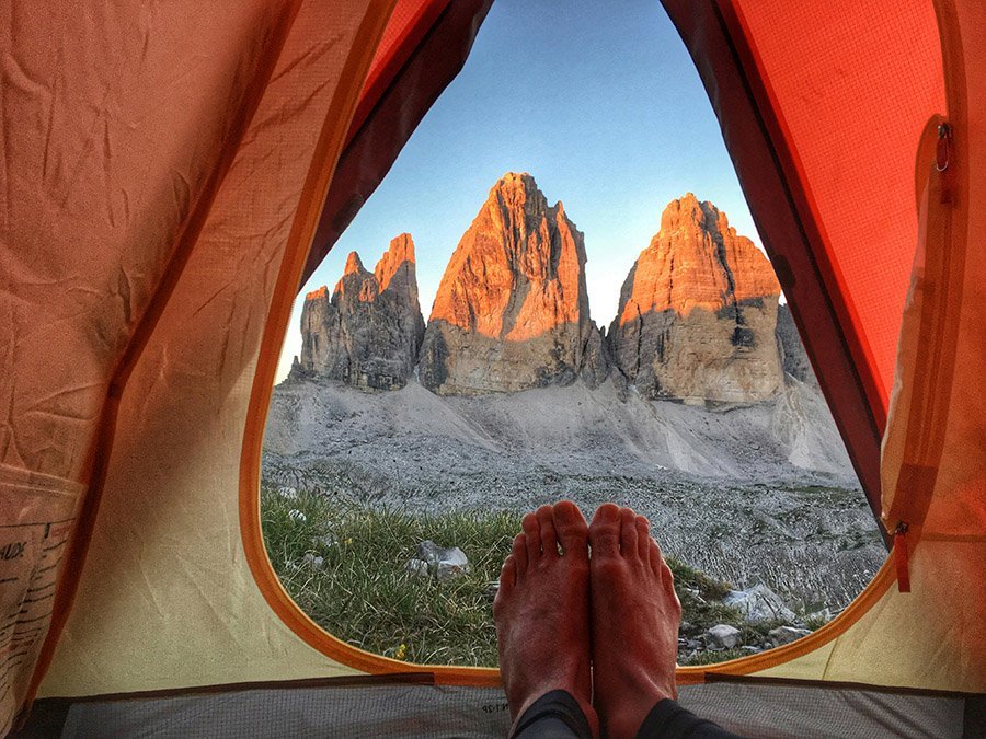 Relaxing in a tent