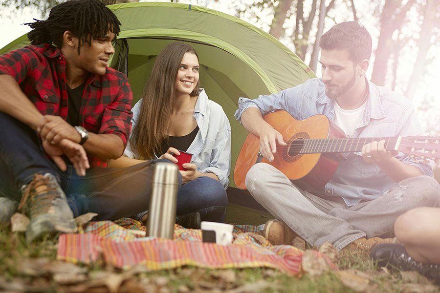 Friends camping