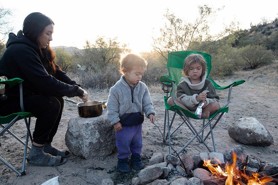 Kid on a camping chair