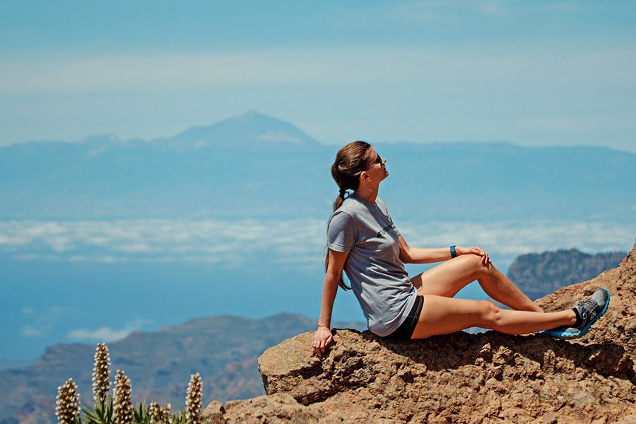 Female hiker in summer