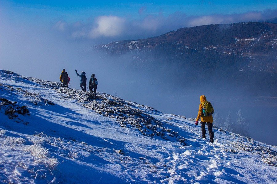 Hikers in winter