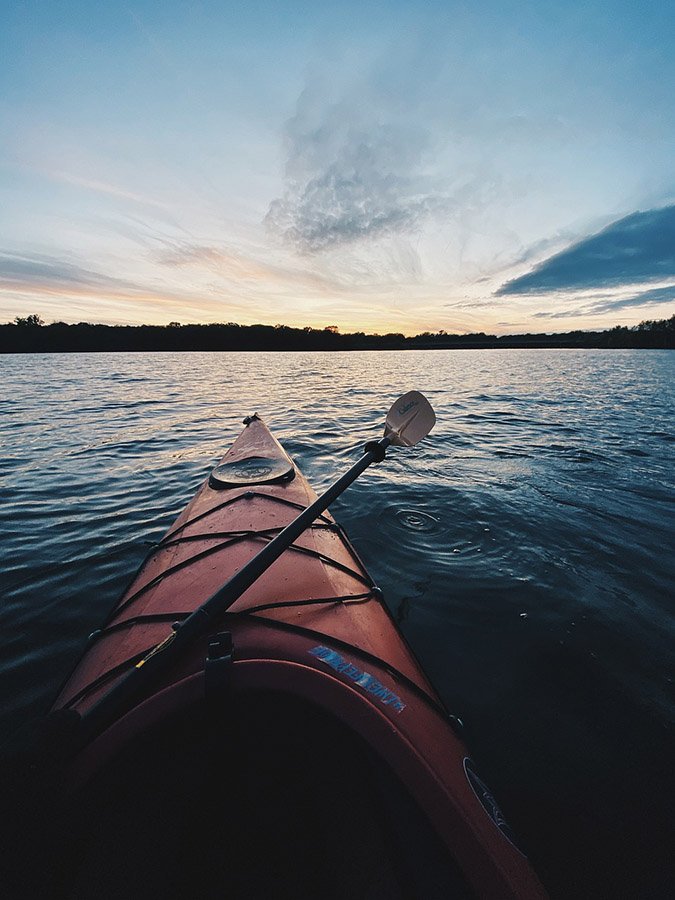 Kayaking at sunset