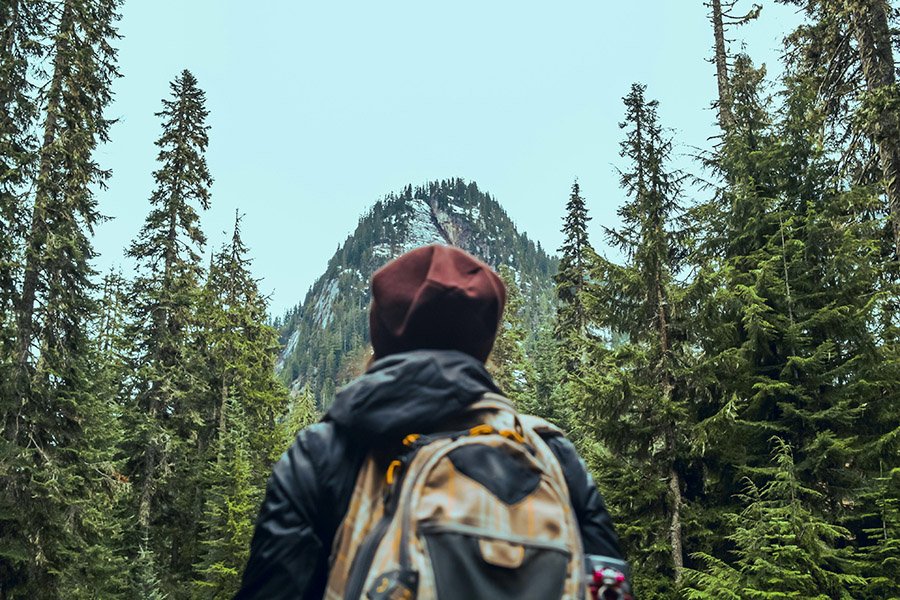 solo hiking in the mountains