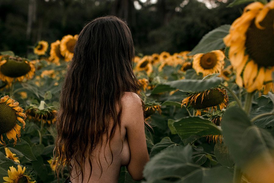 Woman in a sunflower field