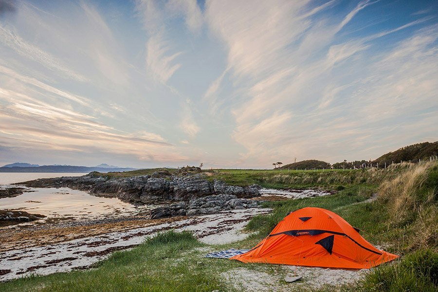 Lone tent on the seashore