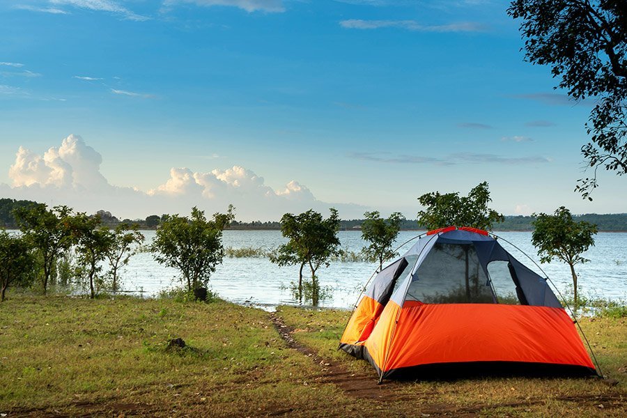 camping by a lake